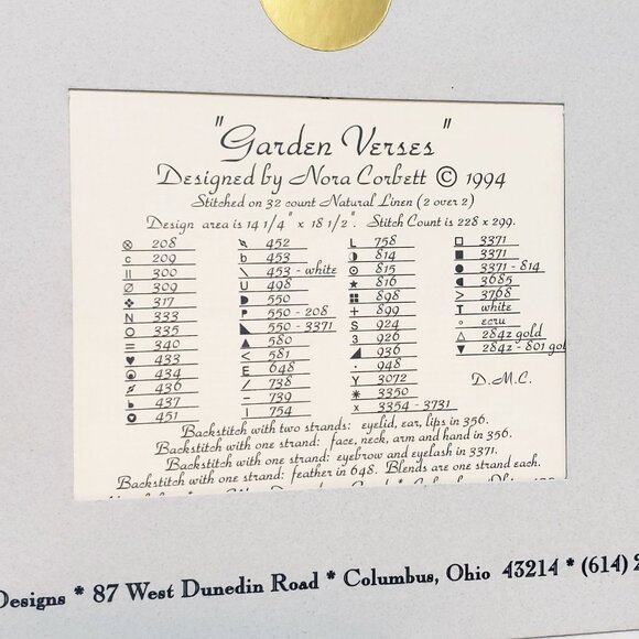 Mirabilia Cross Stitch Pattern Garden Verses 1994 Nora Corbett